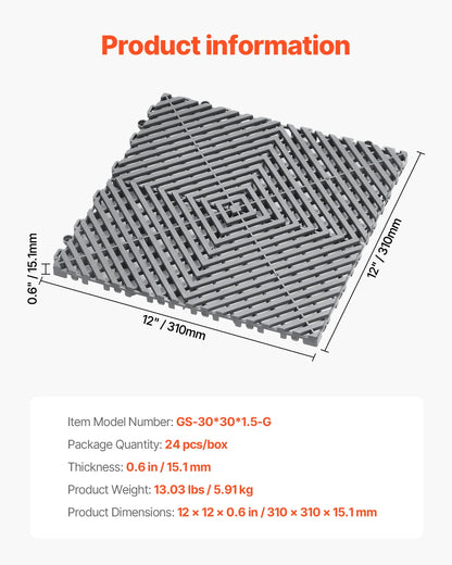 VEVOR Interlocking Drainage Mat 12in x 12in