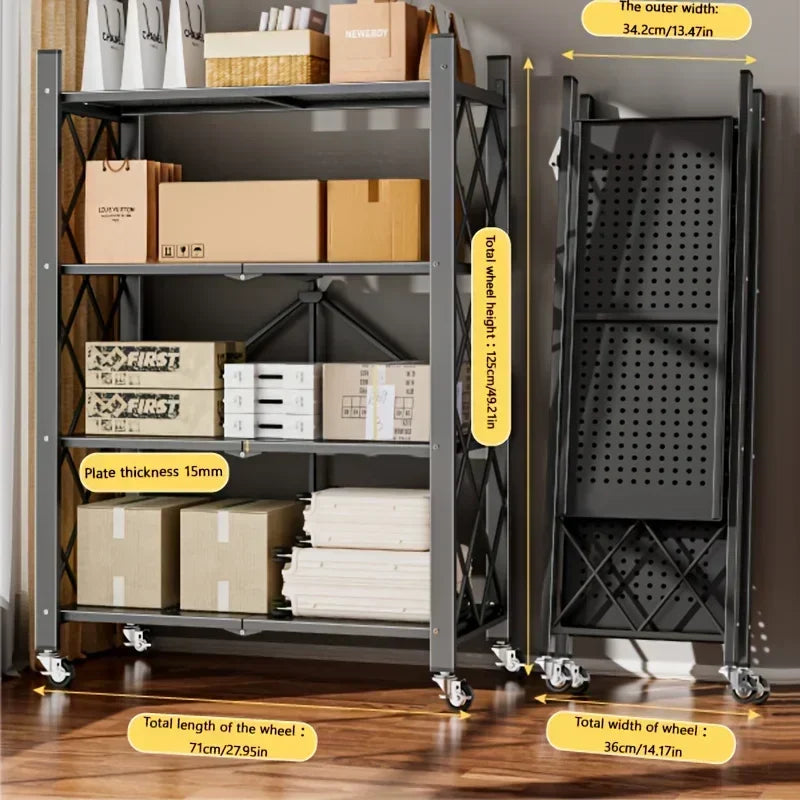 Heavy-Duty 5-Tier Carbon Steel Foldable Storage Rack