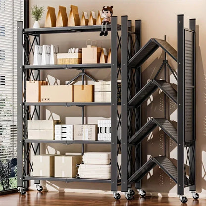 Heavy-Duty 5-Tier Carbon Steel Foldable Storage Rack