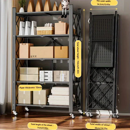 Heavy-Duty 5-Tier Carbon Steel Foldable Storage Rack