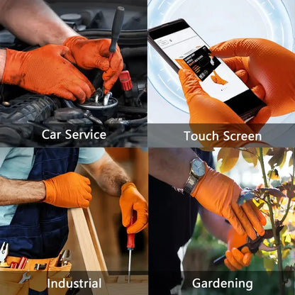 Heavy Duty Orange Nitrile Gloves