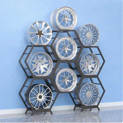 Car wheel hub display rack 4S store modified parts display rack Wheel hub rack Tire bell display rack Steel bell display cabinet Bikeproshop