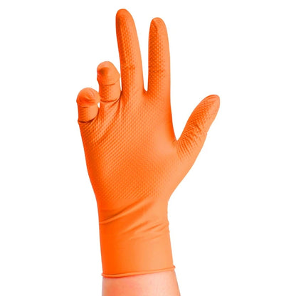 Heavy Duty Orange Nitrile Gloves