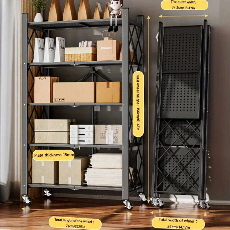 Heavy-Duty 5-Tier Carbon Steel Foldable Storage Rack