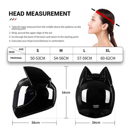 HNJ Motorcycle Helmet Full Face Casco Moto Breathable Motocross Helmet Removable Cat Ears Helmets Detachable Bow Casco Motocross Bikeproshop