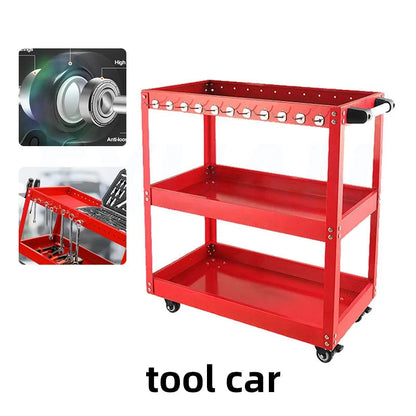 Auto Repair Repair Tool Car Three-tier Trolley Car Mobile Repairer Multifunctional Mechanical Workshop Tools Cart Shelf Layer Bikeproshop