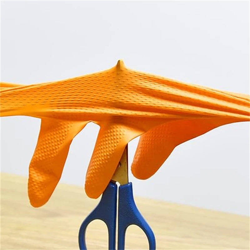 Heavy Duty Orange Nitrile Gloves