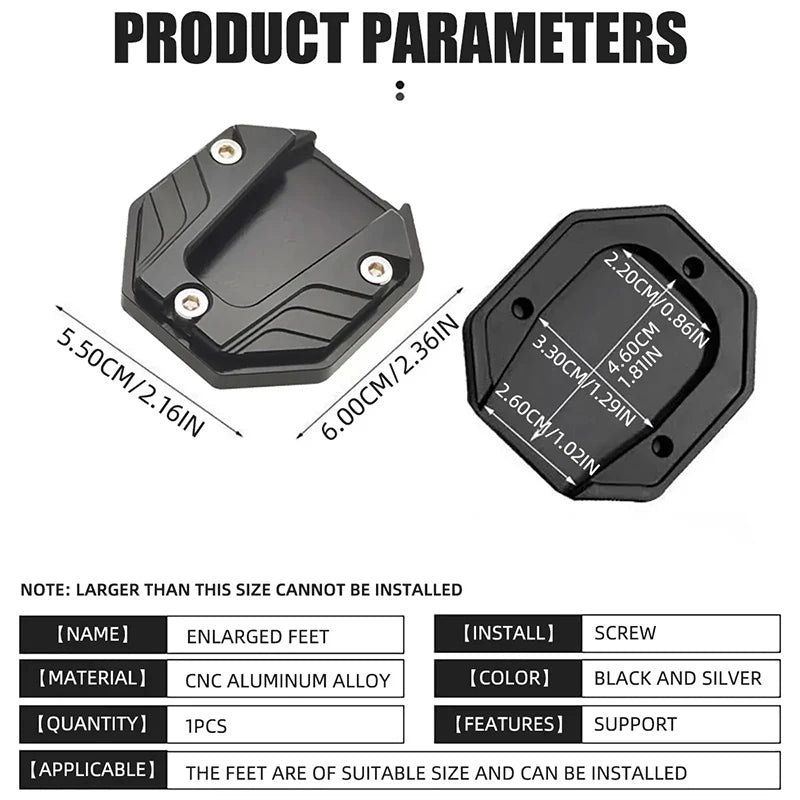 Aluminum Motorcycle Bike Kickstand Extender