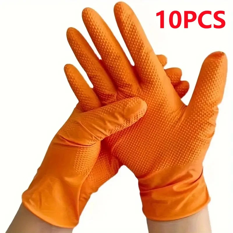 Heavy Duty Orange Nitrile Gloves