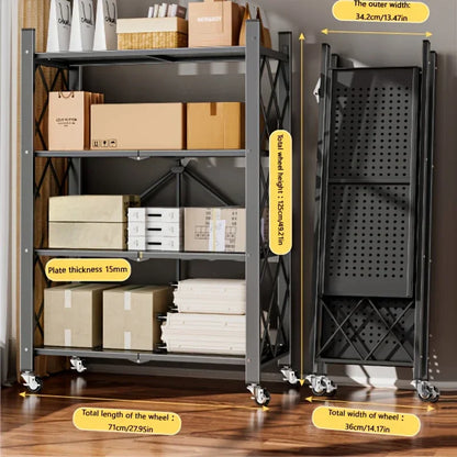 Heavy-Duty 5-Tier Carbon Steel Foldable Storage Rack