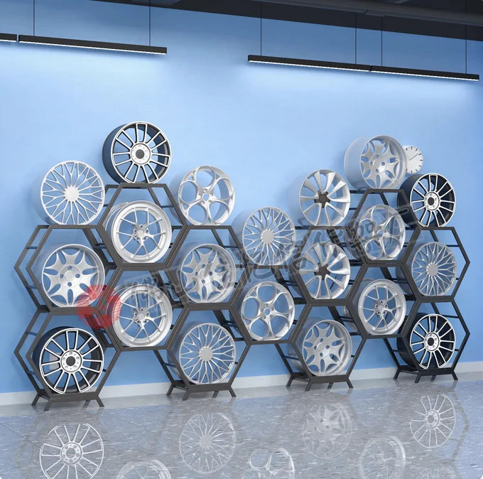 Car wheel hub display rack 4S store modified parts display rack Wheel hub rack Tire bell display rack Steel bell display cabinet Bikeproshop