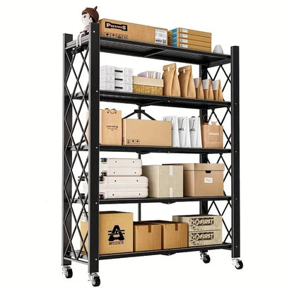 Heavy-Duty 5-Tier Carbon Steel Foldable Storage Rack