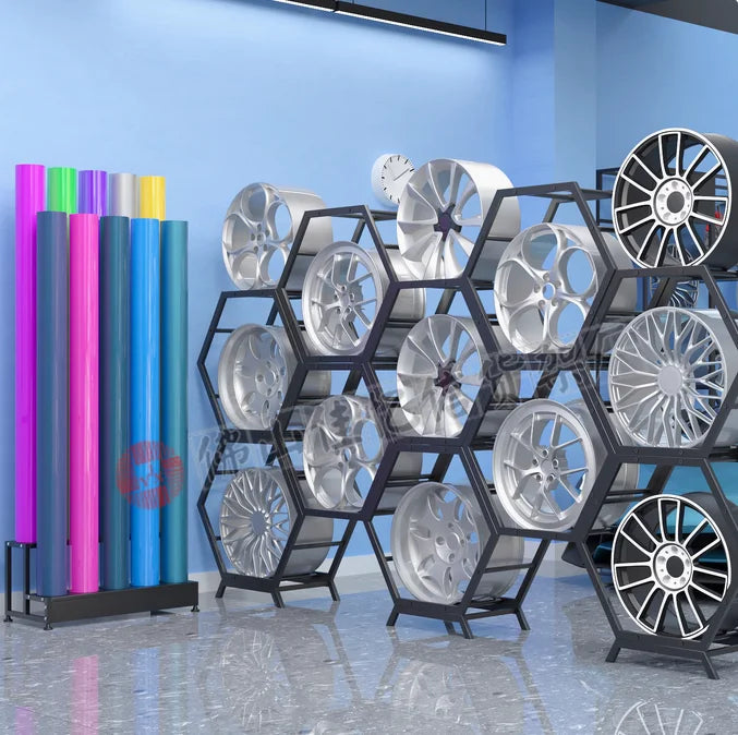 Car wheel hub display rack 4S store modified parts display rack Wheel hub rack Tire bell display rack Steel bell display cabinet Bikeproshop